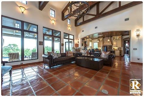 Terracotta Tile: The Complete Guide and Video | Rustico Tile Mexican Tile Floor, Saltillo Tile Floor, Terracotta Flooring, Saltillo Tile, Terracotta Floor, Mediterranean Style Homes, Tuscan Kitchen, Mediterranean Home Decor, Spanish Style Home