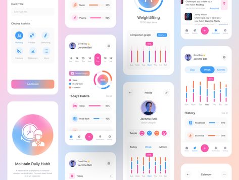 Habit Tracker App Habit App, Habit Tracker App, App Interface Design, Webdesign Inspiration, App Interface, Ui Inspiration, Habit Tracker, Interface Design, Self Development