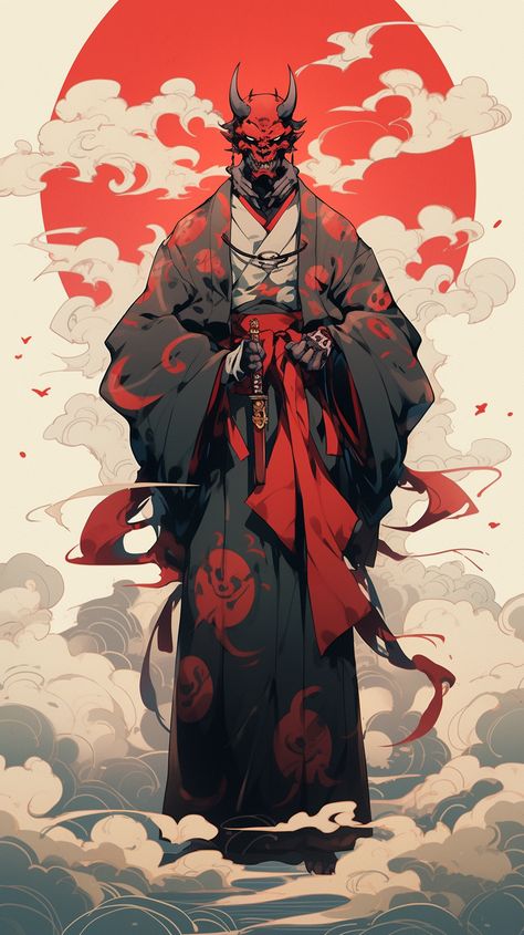 Onimusha Art, Demon Samurai, Oni Illustration, Japanese Demon, Oni Warrior, Anime Oni Art, Japanese Demon Art, Oni Character Design, Japanese Demon Character Design