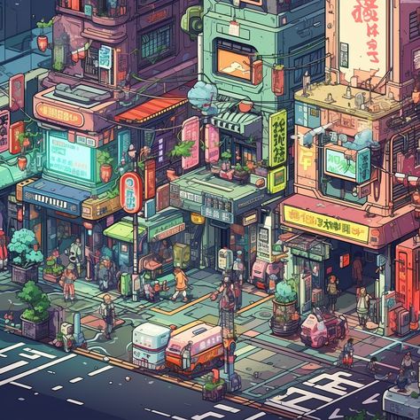 Game City Design, Isometric Art Wallpaper, Cyberpunk City Drawing, Minecraft Casino, Cyberpunk Minecraft, Cyberpunk Drawing, Cyberpunk Concept Art, Interior Concept Art, Cartoon Character Tattoos