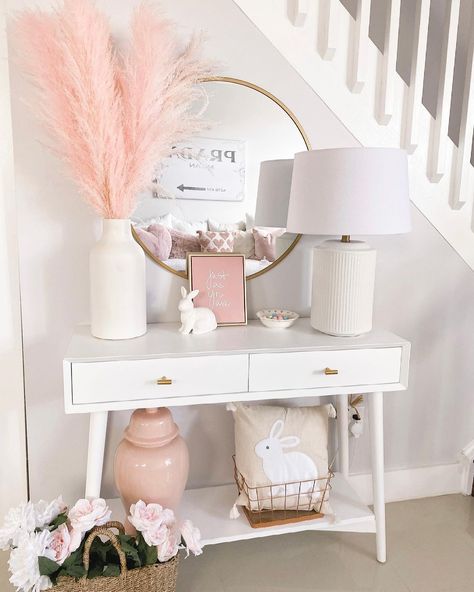 Kristin // Fancy Things’s Instagram photo: “Feeling ready for all things spring! How about you? 🌸 Follow me in the @LIKEtoKNOW.it shopping app to shop this post and get my exclusive…” Easter Entryway Table Decor, Glam Boho Bedroom, Easter Entryway, Entry Table Decor, Glam Boho, Boho Scandinavian, Console Table Decorating, Entryway Table Decor, Fancy Things