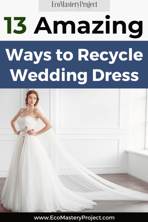 The wedding dress is the most important garment that a bride will ever wear. It's also one of the most expensive garments so it makes sense to want to get as much use out of it as possible! Check out these 13 amazing ways you can recycle your wedding dress and extend its life for years after your big day. #weddingdressrecycleideas #bridalfashion What To Do With Wedding Dress After, Recycled Wedding Dress Ideas, Reuse Wedding Dress, Upcycled Wedding Dress, Recycle Wedding Dress, Upcycling Crafts, Recycled Wedding, Wedding Dress Costume, Wedding Dress Ideas