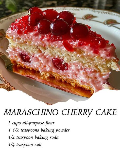 MARASCHINO CHERRY CAKE – Page 2 – 99easyrecipes Maraschino Cherry Cake, Deserts Easy, Cherry Cake, Mousse Recipes, Easy Homemade Recipes, Fresh Cherries, Maraschino Cherry, Food Pairings, Round Cake Pans