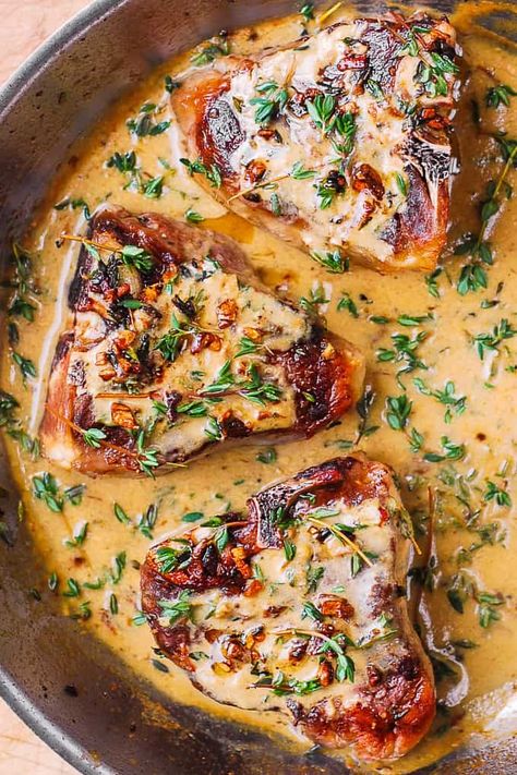 Easy Pan-Seared Lamb Chops with Mustard-Thyme Sauce Mediterranean Lamb Loin Chop Recipes, Lamb Chops And Shrimp, Keto Lamb Chops, Lamb Loin Recipes Ovens, Oven Baked Lamb Chops Recipes, Lamb Chops With Sauce, Lamb Chop Sauce Recipe, Keto Lamb Recipes, Bone In Lamb Chop Recipes