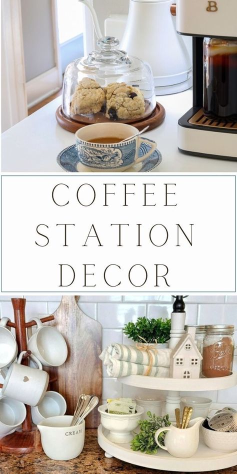 Coffee Station Tray Ideas, Small Countertop Coffee Bar Ideas, Bar Tray Ideas, Coffee Bar Tray Ideas, Coffee Bar Tray, Holiday Coffee Bar, Coffee Station Decor, Coin Café, Elegant Tray