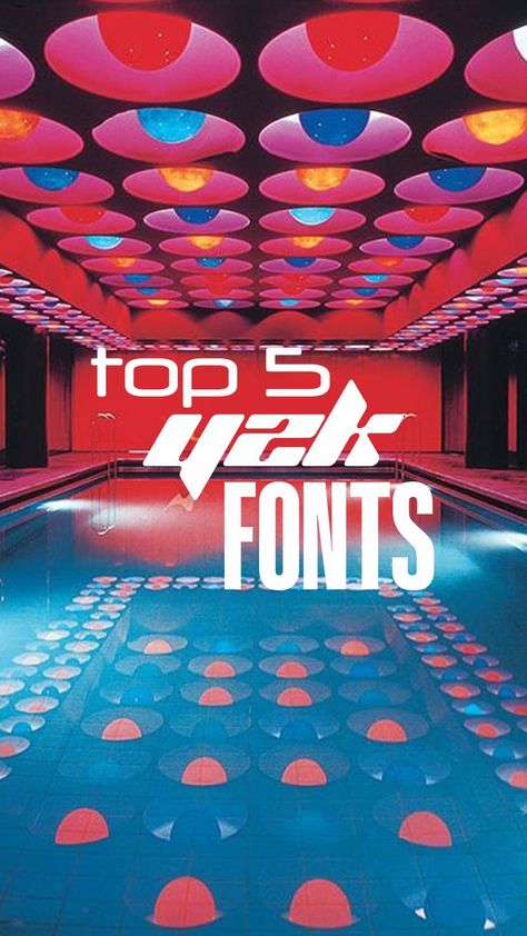 Y2K Fonts 2000s Font Aesthetic, Y2k Design Inspiration, 2000 Typography, 2000s Design Graphic, 2000s Typography, Y2k Evolution Graphic Design, Y2k Architecture, Y2k Web Design, Y2k Typeface