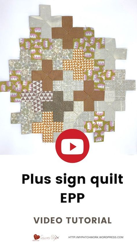 Plus sign quilt – Video tutorial | Sewn Up Plus Sign Quilt, Hexagon Quilt Pattern, Halloween Quilt Patterns, Plus Quilt, Plus Sign, Paper Pieced Quilt Patterns, English Paper Piecing Quilts, Quick Quilt, Paper Pieced Quilt