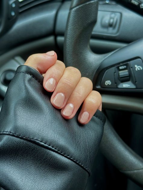 Light Brown Neutral Nails, Short Square Round Nails Brown, Short Round Brown Nails, August Manicure, Light Brown Gel Nails Short, September Manicure, Light Brown Opi Nail Polish, Opi Gel Manicure, Rounded Nails