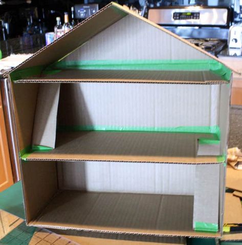 Cardboard Doll, Cardboard Box Houses, Diy Cardboard Toys, Cardboard Dollhouse, Diy Barbie House, Cardboard Toys, Doll House Plans, Cardboard House, Toy House