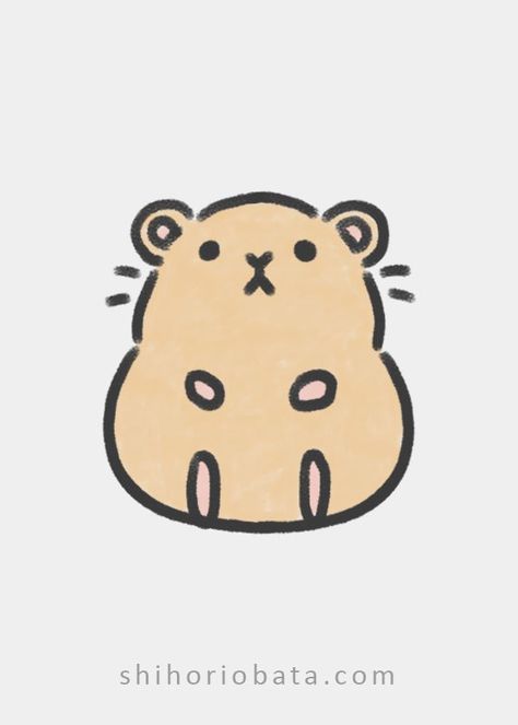 Cute Hamster Drawing Easy, Hamster Aesthetic Drawing, Simple Hamster Drawing, Hamster Painting Easy, Animals Drawing Simple, Hamster Drawing Cute, Cool Drawing Ideas Easy Creative, Funny Animals Drawing, Hamster Tattoo Minimalist