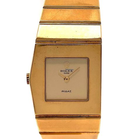 Queen Midas 18K Yellow Gold Ref. 9768 Left-Handed Bracelet Watch Circa 1960s Rolex Wrist Watch, Rolex Bracelet, King Midas, Rolex Cellini, Vintage Timepiece, Gold Rolex, Late 1960s, Ring Watch, Vintage Rolex