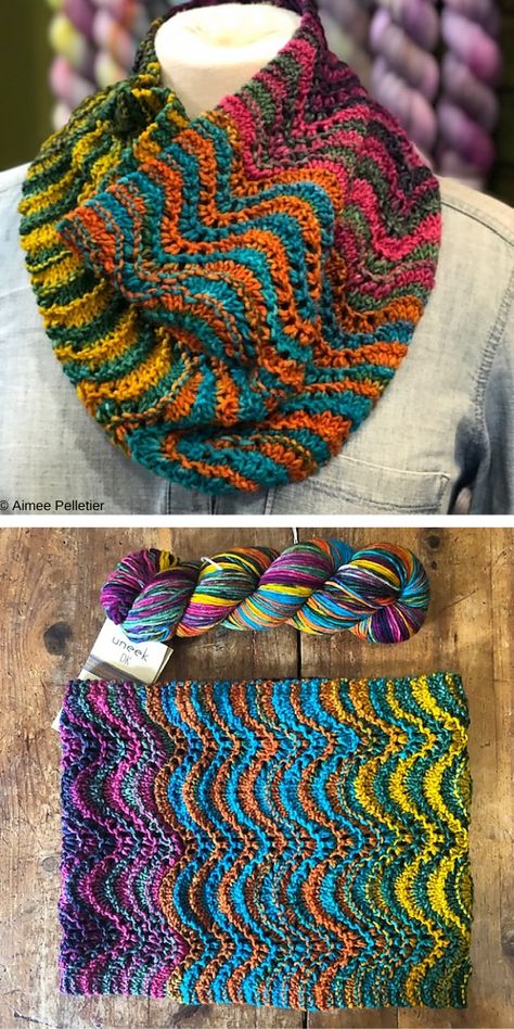 Knitted Cowls, Entrelac Knitting, Knit Cowl Pattern Free, Multicolor Crochet, Crochet Cowl Free Pattern, Crochet Cowls, Elegant Crochet, Cowl Knitting Pattern, Scarf Knitting Patterns