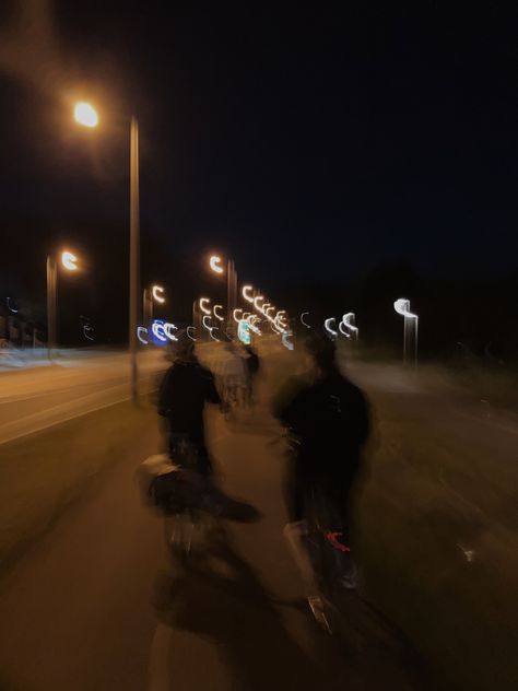 Bike Ride At Night, Black Aesthetic Photography, Dark Academia Friends, Biking At Night, Bike Riding Aesthetic, Kat Core, Radio Static, Night Walking Aesthetic, Running Night