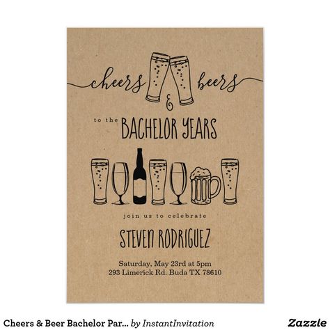 Cheers & Beer Bachelor Party Invitation Beer Birthday Party, Bachelor Party Invitations, Anniversary Party Invitations, Beer Cheers, 10th Anniversary Gifts, Cheer Party, Beer Theme, 30th Birthday Invitations, Beer Birthday