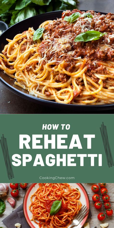 Reheating spaghetti can be quite challenging. If you don’t do it the right way, you might end up with a mushy, gooey, and clumped-up mess. Spaghetti can be rather tricky to reheat, and depending on the type, some methods work better than others. For this sole reason, I’ve listed down the many surefire ways of warming up spaghetti, including reheating spaghetti in the microwave, oven, and stove. How To Reheat Spaghetti Noodles, How To Reheat Pasta, Baked Spagetti, Reheat Pasta, Oven And Stove, Kitchen Knowledge, Microwave Pasta, Leftover Spaghetti, Crockpot Spaghetti