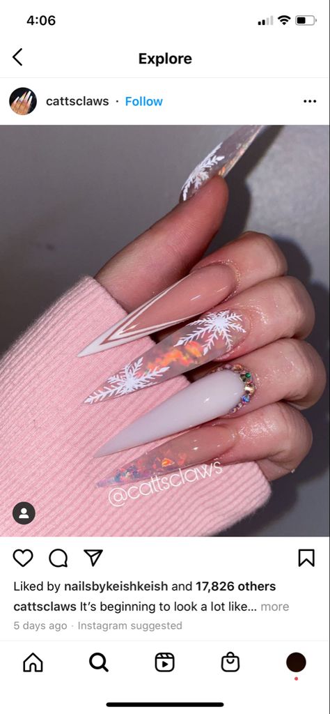 Pink Stiletto Christmas Nails, Pink Christmas Nails Stiletto, Christmas Stelitto Nails, Christmas Nails Long Stiletto, Stilleto Christmas Nails Long, Christmas Stiletto Nails Winter, Christmas Nails Stilleto, Christmas Stilleto Nails Designs, Christmas Nails Stilleto Shape