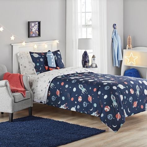 Member's Mark Bed-in-a-Bag Kids' Comforter Set, Space (6-Piece Twin or 8-Piece Full) - Sam's Club Rocket Bed, Whimsical Bedding, Waverly Bedding, Kids Comforter Sets, Full Comforter Sets, Kids Comforters, Reversible Bedding, Space Bedding, Space Adventure