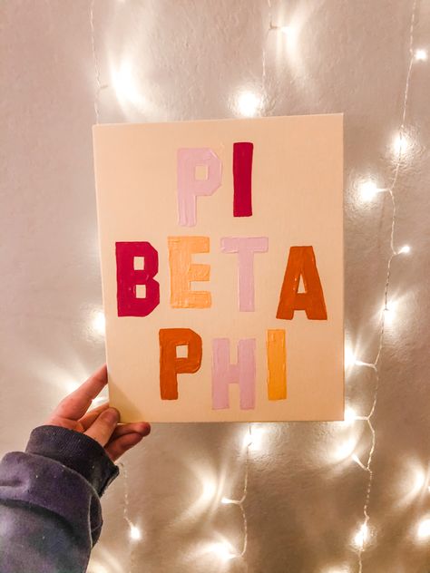 Pi Beta Phi Painting, Gamma Phi Beta Canvas Paintings, Phi Mu Paintings Canvases, Sorority Canvas Ideas Easy, Pi Phi Canvas Paintings, Pi Phi Painting, Sorority Canvas Paintings Simple, Kkg Painting, Painting Ideas Sorority