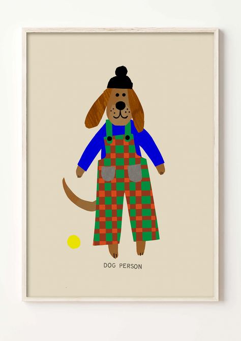 Dog Person Giclee Art Print As a dog lover there is only one thing better which is illustrated in this fun print- dogs in clothes! Printed on beautiful museum quality fine art 255 gsm paper using the highest quality Giclée printing process and archival inks. Available in sizes// A4 (29.7cm X 21cm) // A3 (42cm X 29.7cm) // A2 (59.4cm X 42cm) Prints come unframed. They fit standard frame sizes. Please check out my 5 star reviews! Dogs In Clothes, Person Art, Dog Frames, Kids Playroom Decor, Kids Room Prints, Nursery Room Design, Forest Hill, Dog Poster, Dog Illustration