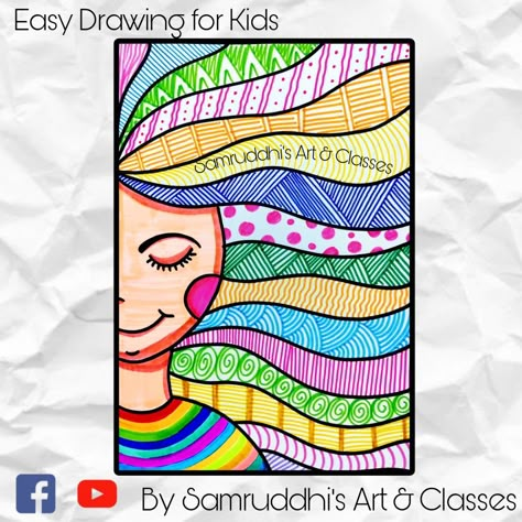 Art Projects With Lines For Kids, Sketchpen Drawings Pens, Drawing Ideas Creative Colorful, Drawing For Class 4th, Easy Mandala Art For Kids, Doodle Art For Kids, Line Art For Kids, Lego Drawing, Line Art Projects