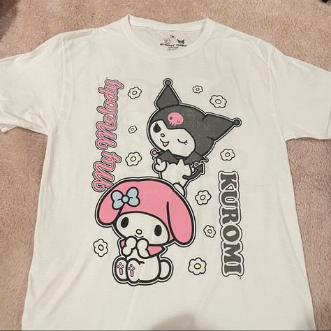 My Melody and Kuromi Shirt Kuromi Shirt Design, Kuromi Shirt, Sanrio Shirt, Sanrio Shirts, Kuromi T Shirt, Cutecore Clothes, Sanrio Outfits, Sanrio Items, Sanrio Clothes