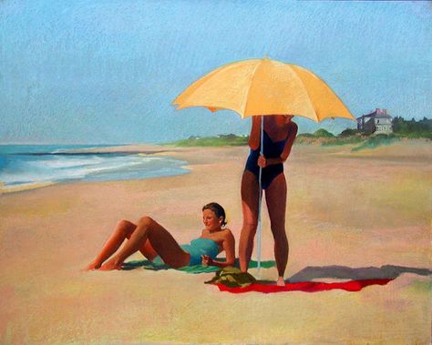 Yellow Parasol Nigel Van Wieck, Magnolia Book, Kim Book, American Realism, Classic Americana, Sea Lover, Art Folder, Realism Art, British Art