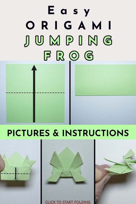 Crafty Kids: 10 DIY Projects They'll Love to Make Origami Frog Easy, How To Make A Frog Out Of Paper, Origami Frog Jumping, Jumping Frog Craft, How To Make Paper Animals, Frog Origami Easy, Origami Directions, Origami Animals Step By Step, Origami Jumping Frog Instructions