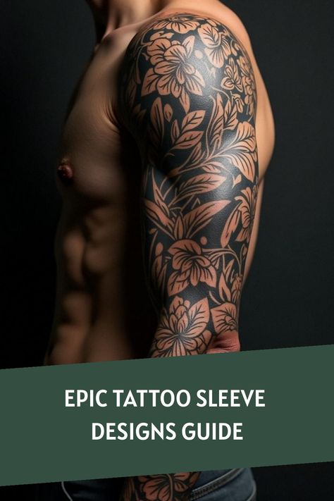 Epic Tattoo Sleeve Designs Guide Outer Bicep Tattoo Men Sleeve, Top Of Arm Tattoo, Mens Forearm Tattoos Sleeve, Arm Tattoos Japanese, Outer Bicep Tattoos, Arm Sleeve Tattoo Ideas, Bold Tattoo, Geometric Tattoo Pattern, Bicep Tattoo Men