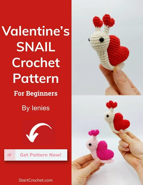 Photo of amigurumi snail with hearts for Valentine's Day Crochet Valentine Stuffed Animals, Heart Snail Crochet Pattern, Easy Valentines Crochet Patterns, Valentine Free Crochet Pattern, Quick Crochet Valentine Gifts, Free Valentine’s Day Crochet Patterns, Crochet Valentines Plush, Valentines Free Crochet Patterns, Free Crochet Valentine's Day Patterns