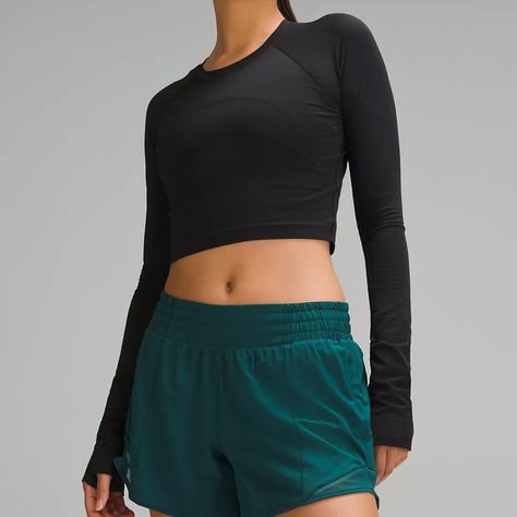 Brand New With Tags Lululemon Swiftly Tech Cropped Long-Sleeve Shirt 2.0 Color: Black Designed For Running & Training Minimal Seams To Reduce Chafe Lightweight Mesh Construction For Breathability Added Elastane Improves Stretch And Shape Retention 100% Of The Polyester In This Product Is Recycled (Excluding Trims) Slim Fit, Cropped Length Skims Your Body Cut Above The Waistperfect With High-Rise Pants Silverescent Technology, Powered By X-Static, Inhibits The Growth Of Odour-Causing Bacteria On Black Swiftly Tech, Lululemon Swiftly Tech Long Sleeve, Swiftly Tech Long Sleeve, Lululemon Swiftly Tech, Lululemon Swiftly, Swiftly Tech, Lululemon Tops, High Rise Pants, Womens Long Sleeve Shirts