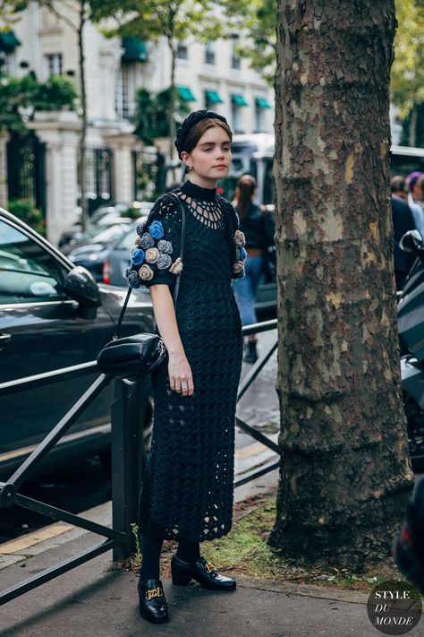 Paris SS 2020 Street Style: Reese Blutstein Crochet On The Runway, Crochet Fashion Trends, Crochet Bodysuit, Reese Blutstein, Crochet Wear, 2020 Street Style, Fashion Paris, Reportage Photography, Ideal Wardrobe