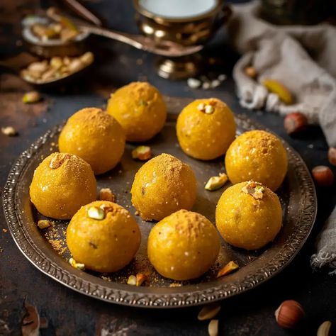 Besan Ke Laddu, also known as Besan Ladoo, is a popular and traditional Indian sweet treat enjoyed across the country. These round, golden-yellow laddus are made from besan (gram flour) and are known for their rich, nutty flavor and melt-in-your-mouth texture. Besan Ke Laddu is a staple during festivals, celebrations, and special occasions, often prepared as a symbol of love and togetherness. Besan Ke Laddu, Laddu Recipe, Flat Tv, Gram Flour, Indian Sweet, Evil Eyes, Traditional Indian, Ghee, Sweet Treat