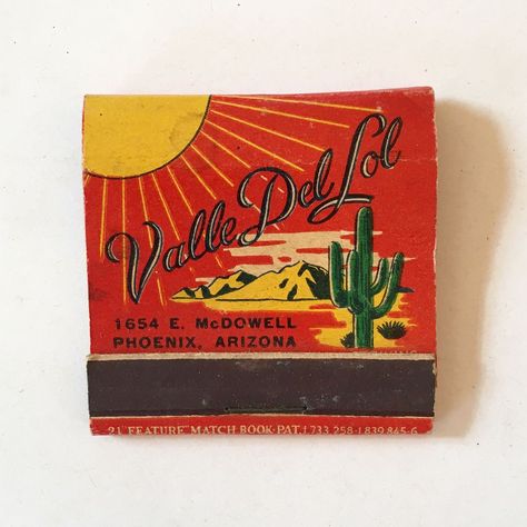 Bruce Burton on Instagram: “#vintage #matchbook #matches #valledellol #mexican #restaurant #Phoenix #arizona #typehunting #badgehunting #vintagepackaging…” Vintage Mexican Graphic Design, Matchbook Painting, Matchbook Design, Arizona Design, Mexican Graphic Design, Match Books, Vintage Matchbooks, Match Book, Tim Holtz Crafts