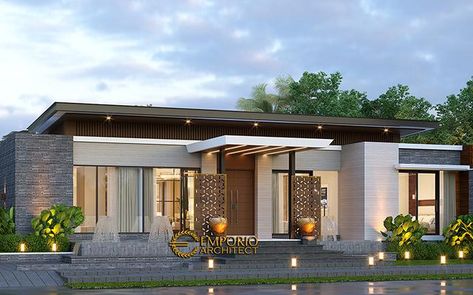 Industrial House Facade, Modern House 1 Floor, House 1 Floor, Modern Bungalow House Design, Small Modern House Plans, Modern Tropical House, Tropical House Design, Emporio Architect, Modern Minimalist House