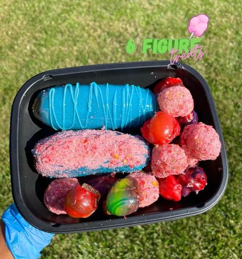 Candied Covered Fruits & Treats on Instagram: "Fruit rollup Candied Pickles & Fruit rollup grapes & jolly rancher grapes 🫦👅🌈🍭 Try out our sweet treats today @6figuretreats @6figuretreats.backup - 757 area • pickups only - dm to order • deposit required #explorepage #explore #viral #viralpost #smallbusiness #treatbusiness #treats #party #partytable #treattable #757food #757catering #757caterer #757foodie #757foodtrucks #hamptonroads #hamptonroadsva #norfolkstateuniversity #churchlandhighscho Candy Pickles Recipe, Candy Covered Pickles, How To Make Candy Covered Fruit, Candied Fruit Tray Ideas, Candied Pickles Recipe, How To Make Candy Grapes With Jolly Ranchers, Candied Fruit Tray, Candied Grapes Jolly Rancher Recipe, Jolly Rancher Grapes