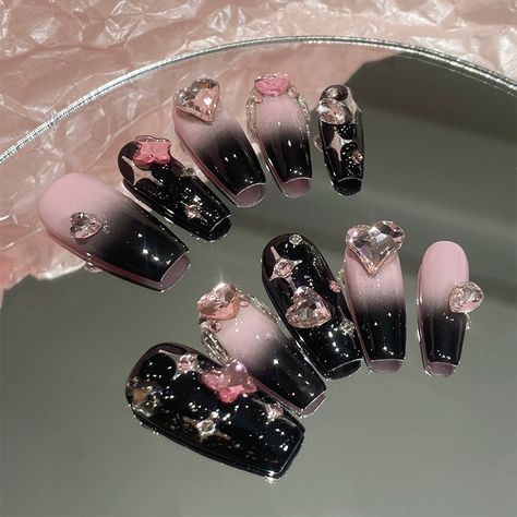 Star Manicure, Nail Star, Press On Nails French, Stars Nails, Hello Nails, Punk Nails, Nagel Tips, Y2k Nails, Pretty Gel Nails