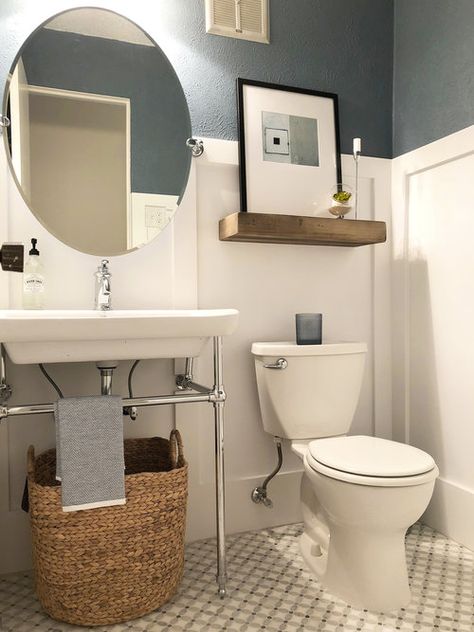 Neptune Home, Powder Room Renovation, Bath Inspiration, Focal Wall, Bathroom Design Inspiration, Guest Bathrooms, Clean Slate, Tall Ceilings, Room Renovation