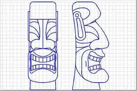 Tiki Carving, Tiki Head, Tiki Statues, Simple Wood Carving, Tiki Totem, Wood Carving For Beginners, Tiki Art, Tiki Mask, Dremel Wood Carving