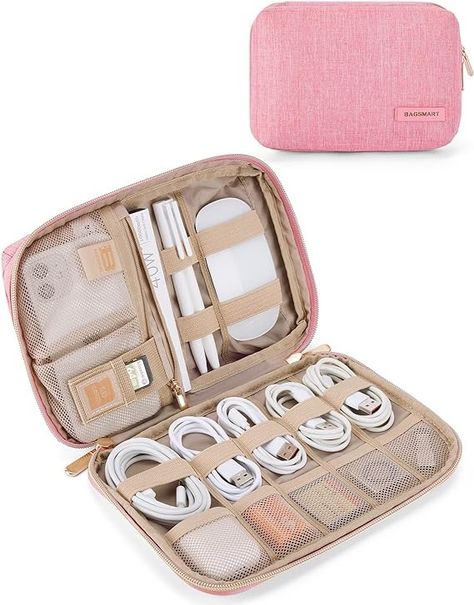 Amazon.com: BAGSMART Electronics Organizer Travel Case, Small Travel Cord Organizer Bag for Travel Essentials, Travel Tech Organizer as Travel Accessories for Men Women, Cable Organizer for Phone, SD Card, Pink : Electronics Organizer Bag, Modern Portable Travel Organizers, Electronic Travel Organizer, Travel Electronics Organizer, Multifunctional Travel Accessories For On-the-go, Travel Cord Organizer Diy, Cord Organization Travel, Travel Tech Organizer, Travel Accessories For Men