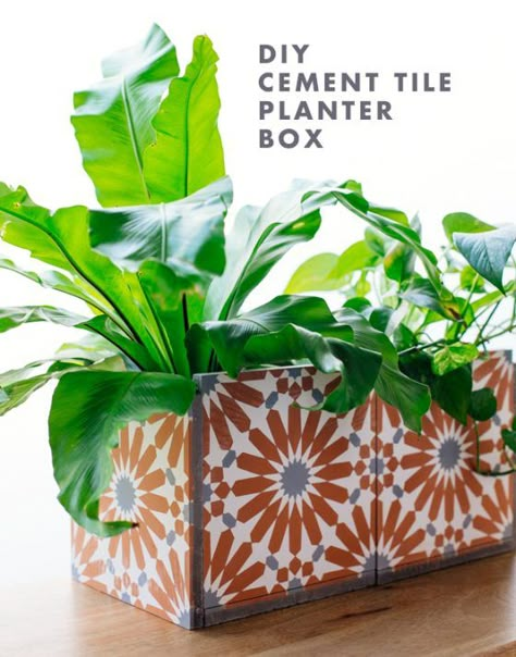 Tile Planter, Jungalow Decor, Leftover Tile, Diy Cement, Diy Planter, Justina Blakeney, Tile Crafts, Cement Planters, Diy Tile