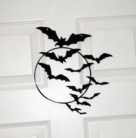 Bats Scary, Outdoor Room Decor, Halloween Door Decor, Purple Led Lights, Scary Bat, Fairy Wall Art, Bats Halloween, Door Inspiration, Fairy Gifts