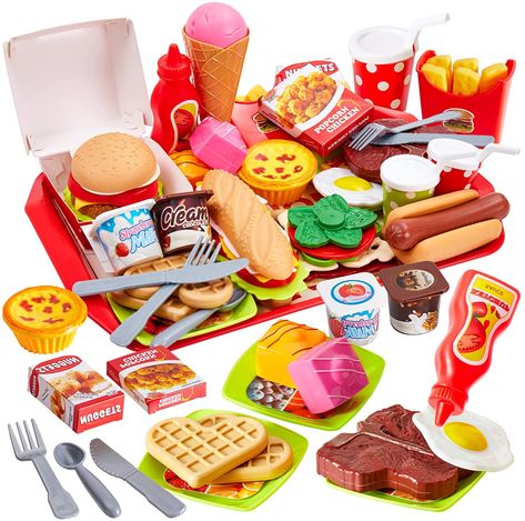 Toy Kitchen Food, Cardboard Crafts Kids, Food For Children, Toy Kitchen Accessories, Cooking Toys, Toy Kitchen Set, Barbie Doll Set, Play Food Set, Pretend Play Food