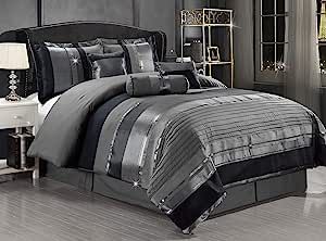 Chenille Comforter, Masculine Bedding, Bedding Grey, Black And Grey Bedroom, Men's Bedding, Weighted Comforter, Black Comforter, Jacquard Bedding, Grey Comforter