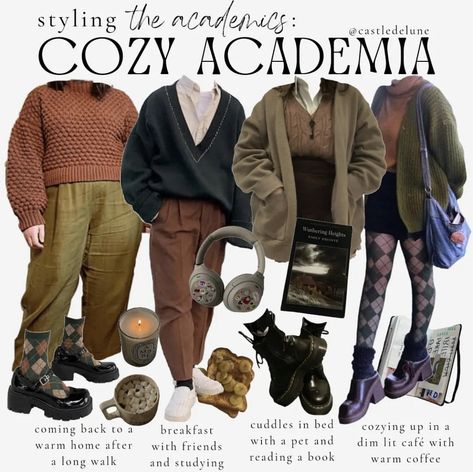 Cottagecore Outfit Ideas, Cozy Academia, Academia Aesthetic Outfit, Librarian Style, Dark Academia Outfits, Cottagecore Outfit, Dark Academia Outfit, Dark Academia Clothes, Academia Outfits