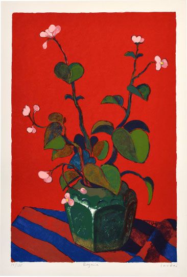 Kyohei Inukai (1913-1985) Begonia, color lithograph, n.d., ca. 1965-75 Japanese Woodblock, California Art, Japanese Woodblock Printing, Art Institute Of Chicago, Museum Of Fine Arts, Art Club, Student Art, Asian Art, Japanese Art