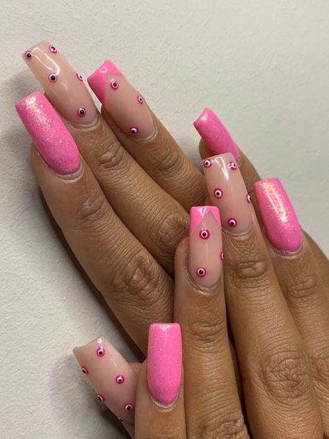 Evil Eye Nails Design Pink, Pink Evil Eye Nails, Evil Eye Nail Designs, Stickers Butterflies, Decal Nail Art, Butterfly Decals, Pink Evil Eye, Evil Eye Nails, Eye Nails