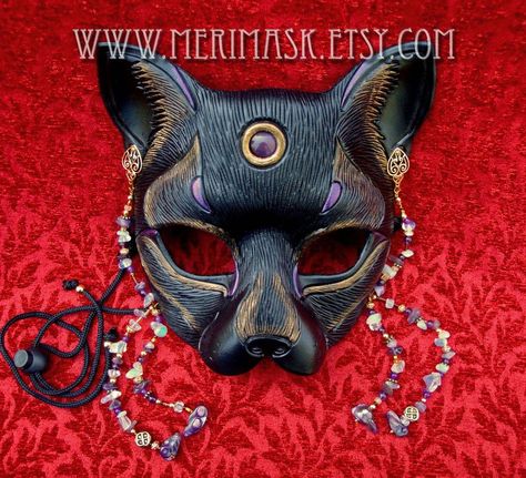 Amethyst Moonstone Cat #1 by merimask on deviantART Cat Masquerade Mask, Fairy Cat, Kitsune Mask, Fox Mask, Leather Mask, Cool Masks, Cat Mask, Animal Masks, Masks Art