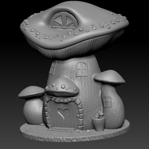 Printer Design, Resin Printing, 3d Printer Designs, Mushroom Fairy, 3d Landscape, 3d Printing Projects, Mushroom House, 3d Printable, Art Model