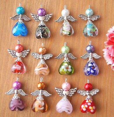 Frosted Flowers, Frosted Flower, Anting Manik, Angel Charms, Xmas Tree Decoration, Beaded Angels, Bijoux Fil Aluminium, Fairy Charms, Handmade Angels