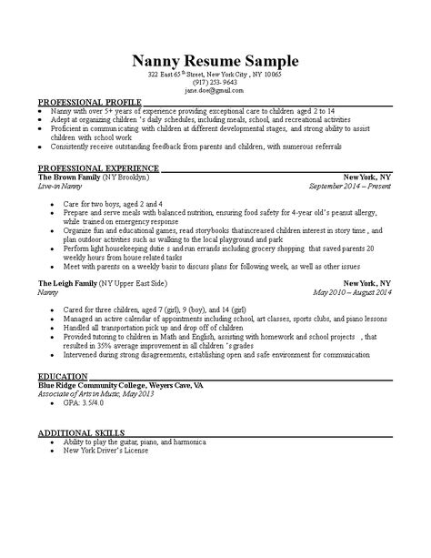 Nanny Resume Sample - Nanny Resume Skills, Babysitting Resume, Nanny Resume, 2023 Resume, Cv Sample, Simple Cv, Applying For A Job, Cv Template Download, Business Analyst Resume